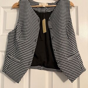 Monteu- Gingham Button-Front Vest - Black & White